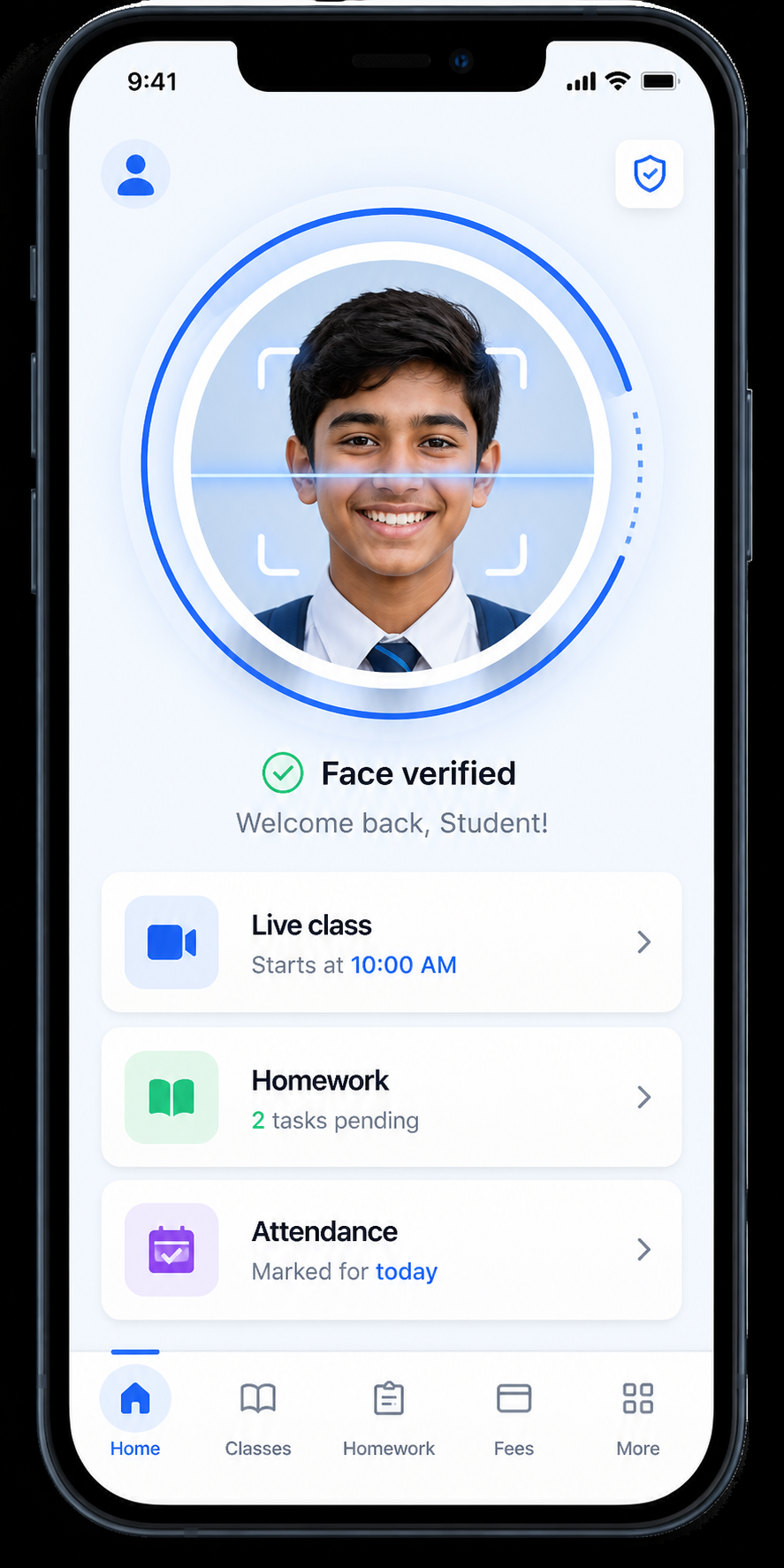 TACHY student app face recognition login on mobile